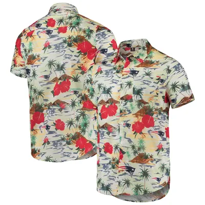 New England Patriots FOCO Paradise Floral Button-Up Shirt - Cream