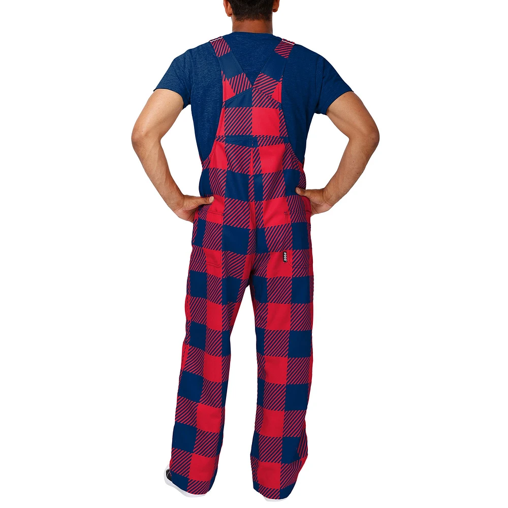 Men's FOCO  Navy New England Patriots Big Logo Plaid Overalls