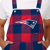 Men's FOCO  Navy New England Patriots Big Logo Plaid Overalls