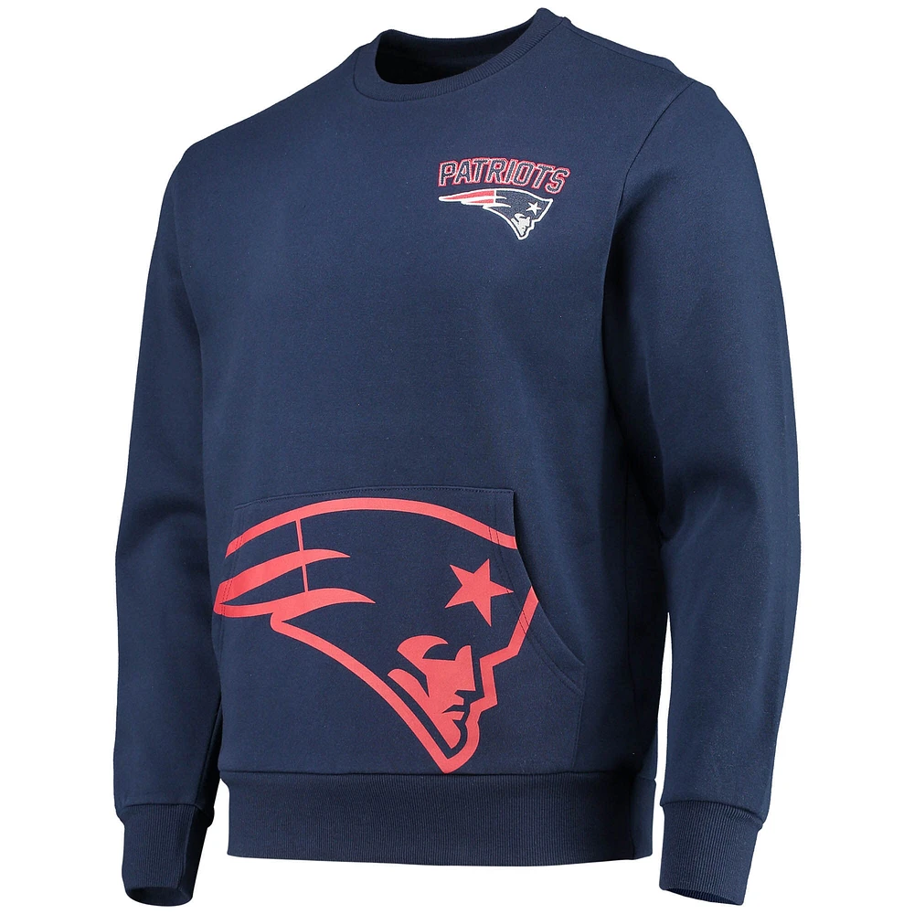 FOCO Navy New England Patriots Pocket Pullover Sweater Homme