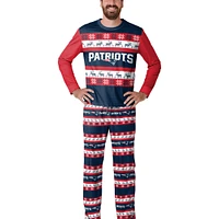 Men's  FOCO Navy New England Patriots Wordmark Ugly Pajama Set