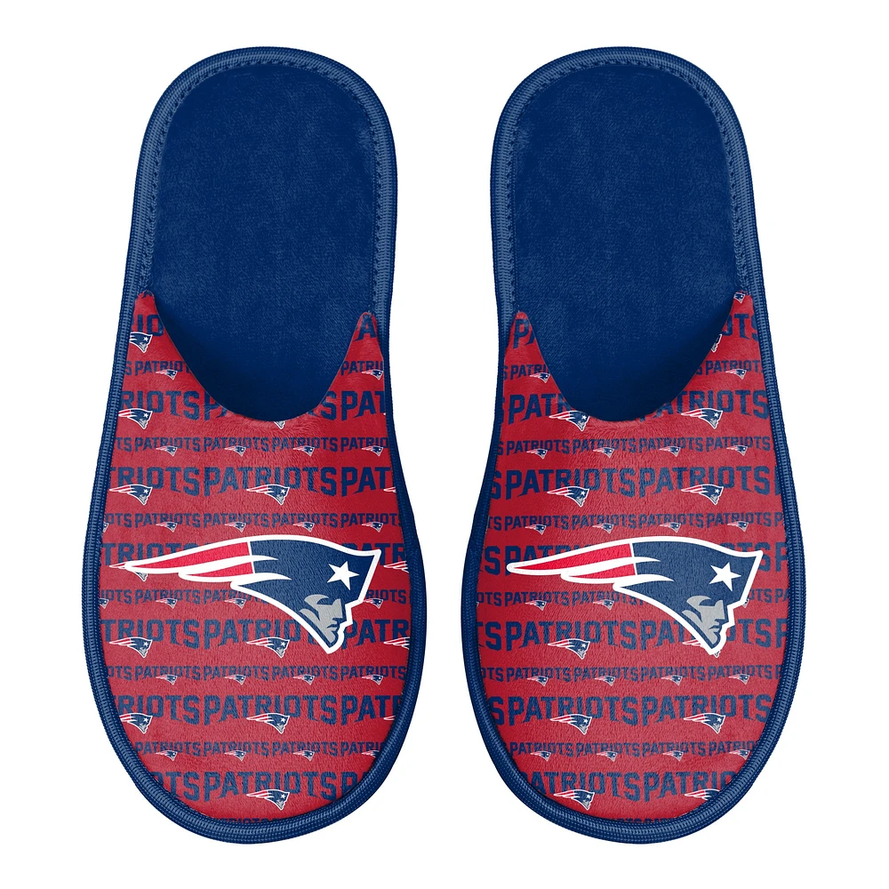 Pantoufles à glissière avec logo Scuff FOCO New England Patriots pour hommes