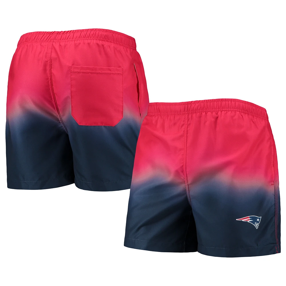 Short de bain FOCO Red/Navy New England Patriots Dip-Dye pour homme