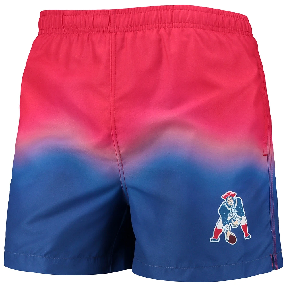 Short de bain rétro Dip-Dye FOCO Red/Royal New England Patriots pour homme