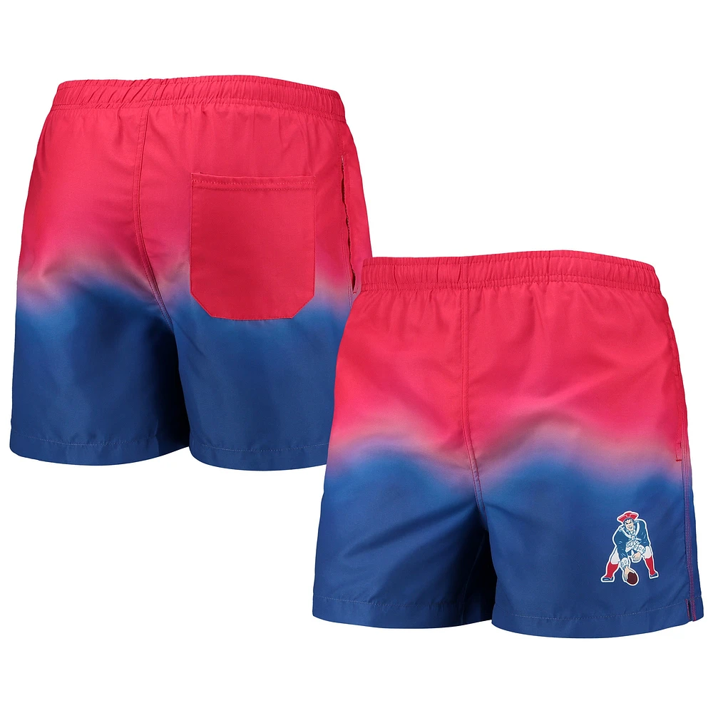 Men's FOCO Red/Royal New England Patriots Retro Dip-Dye Swim Shorts