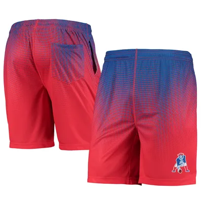 New England Patriots FOCO Historic Logo Pixel Gradient Training Shorts - Royal/Red