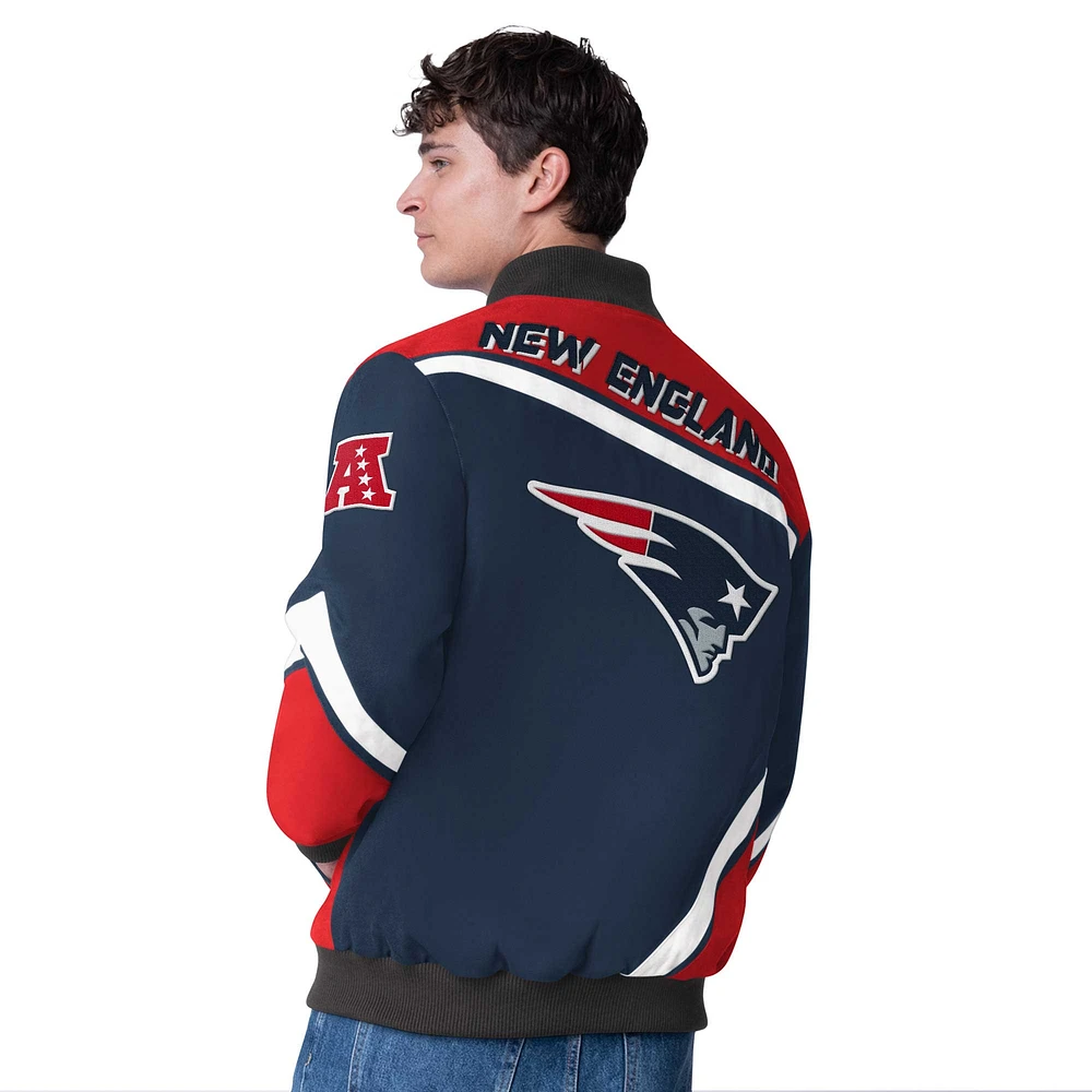 Veste à boutons-pression G-III Extreme Navy New England Patriots Maximum Racing pour homme