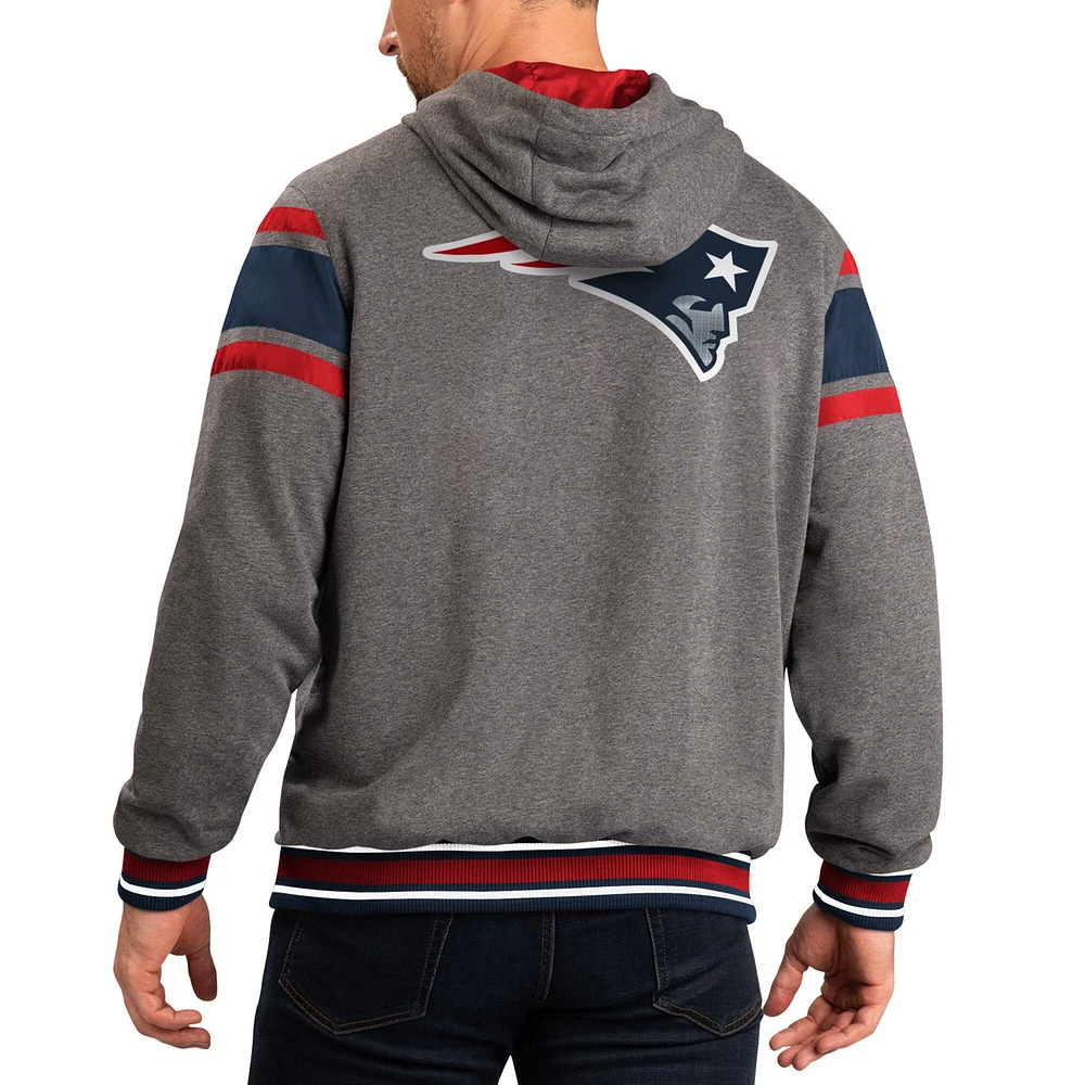 G-III Sports by Carl Banks pour homme Bleu marine/gris New England Patriots Extreme Full Back Sweat à capuche réversible Full-Zip Jacket