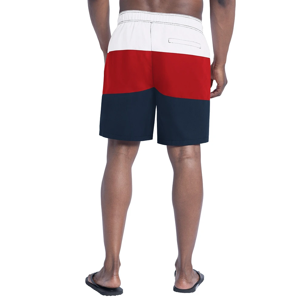 Short de bain G-III Sports by Carl Banks bleu marine/rouge pour homme New England Patriots Sunrise Volley