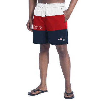 Short de bain G-III Sports by Carl Banks bleu marine/rouge pour homme New England Patriots Sunrise Volley