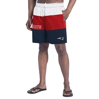 Short de bain G-III Sports by Carl Banks bleu marine/rouge pour homme New England Patriots Sunrise Volley