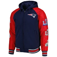 Veste universitaire à capuche raglan entièrement zippée pour homme G-III Sports by Carl Banks bleu marine New England Patriots Defender