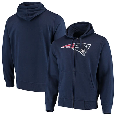 Sweat à capuche zippé avec logo principal des Patriots de la Nouvelle-Angleterre G-III Sports by Carl Banks pour homme, bleu marine