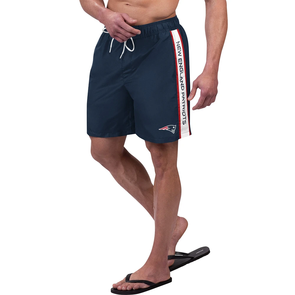 Short de bain G-III Sports by Carl Banks pour hommes, bleu marine, New England Patriots Streamline Volley