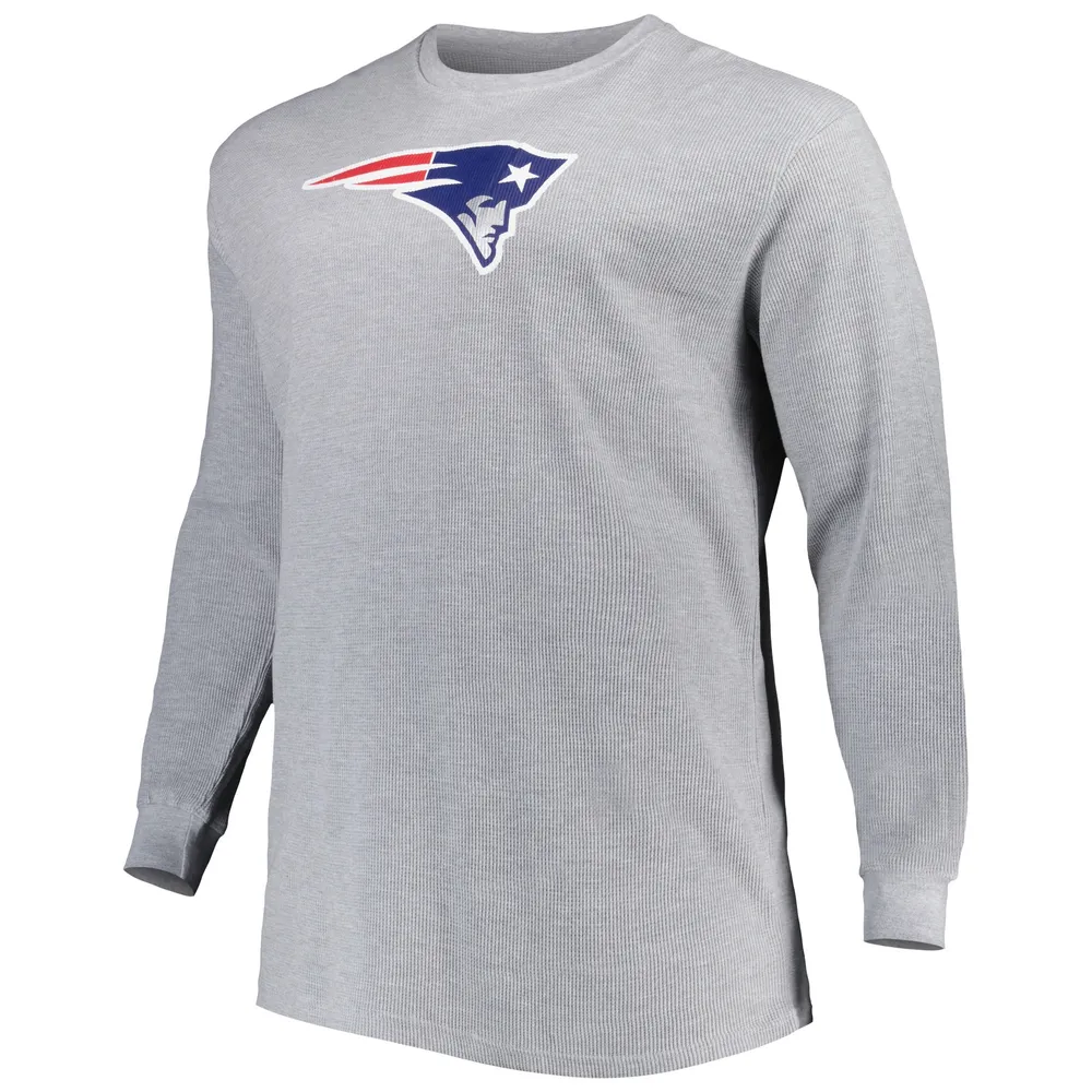 T-shirt thermique à manches longues en tricot gaufré New England Patriots Big & Tall gris chiné pour homme