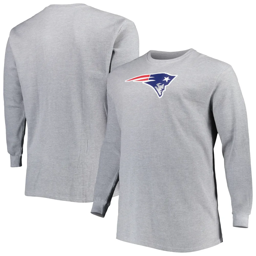 T-shirt thermique à manches longues en tricot gaufré New England Patriots Big & Tall gris chiné pour homme