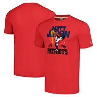 T-shirt à trois mélanges pour hommes, hommage Matthew Judon, rouge chiné, joueur de caricature des New England Patriots