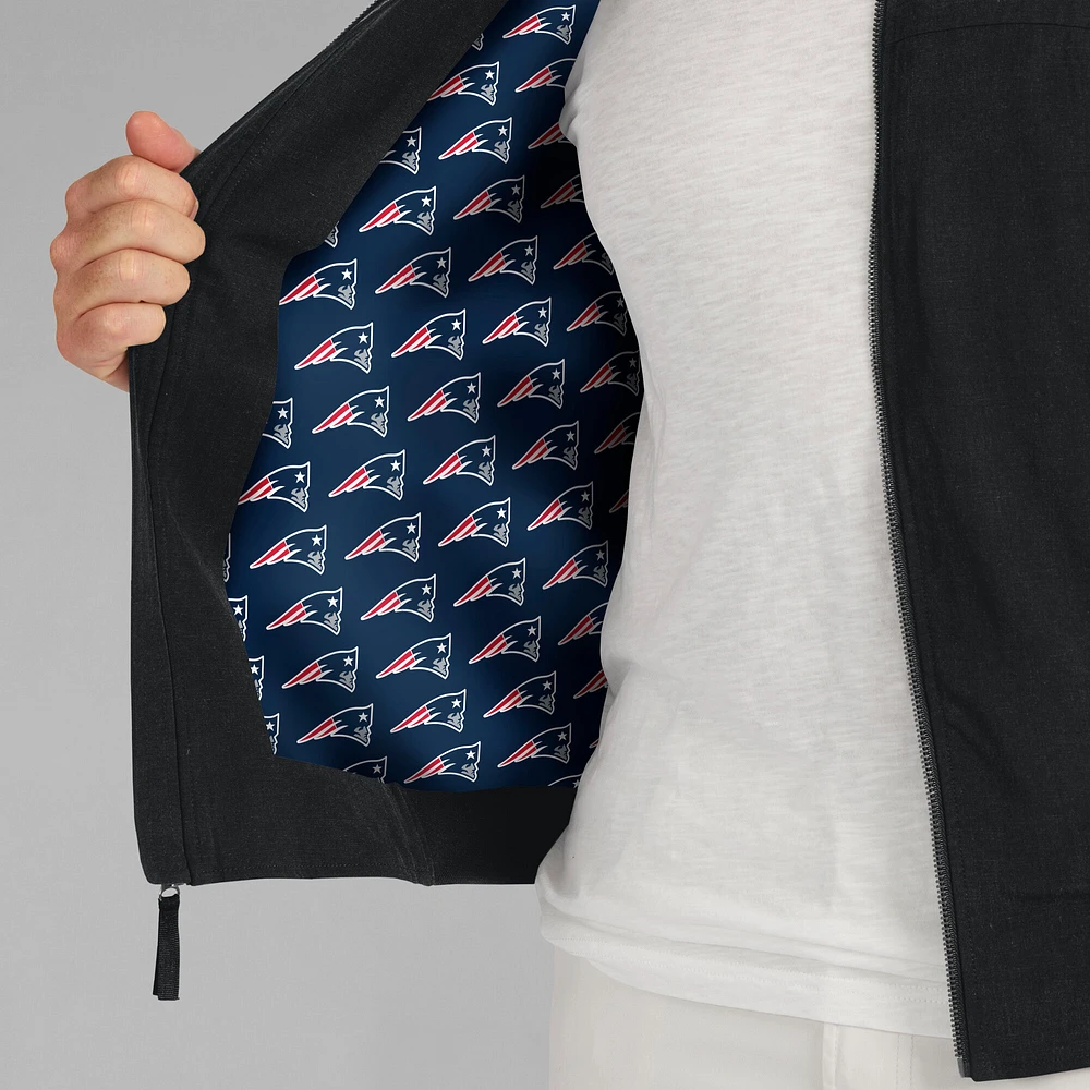 Men's J. Palmer Black New England Patriots Lightweight Cover-4 Tri-Blend Full-Zip Jacket