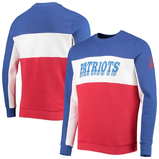 Men's Nike Royal/Red New England Patriots Historic Raglan Crew Performance Sweater Size: Small