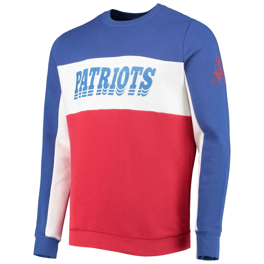 Junk Food Men's Junk Food Royal/Red New England Patriots Color Block Pullover  Sweatshirt