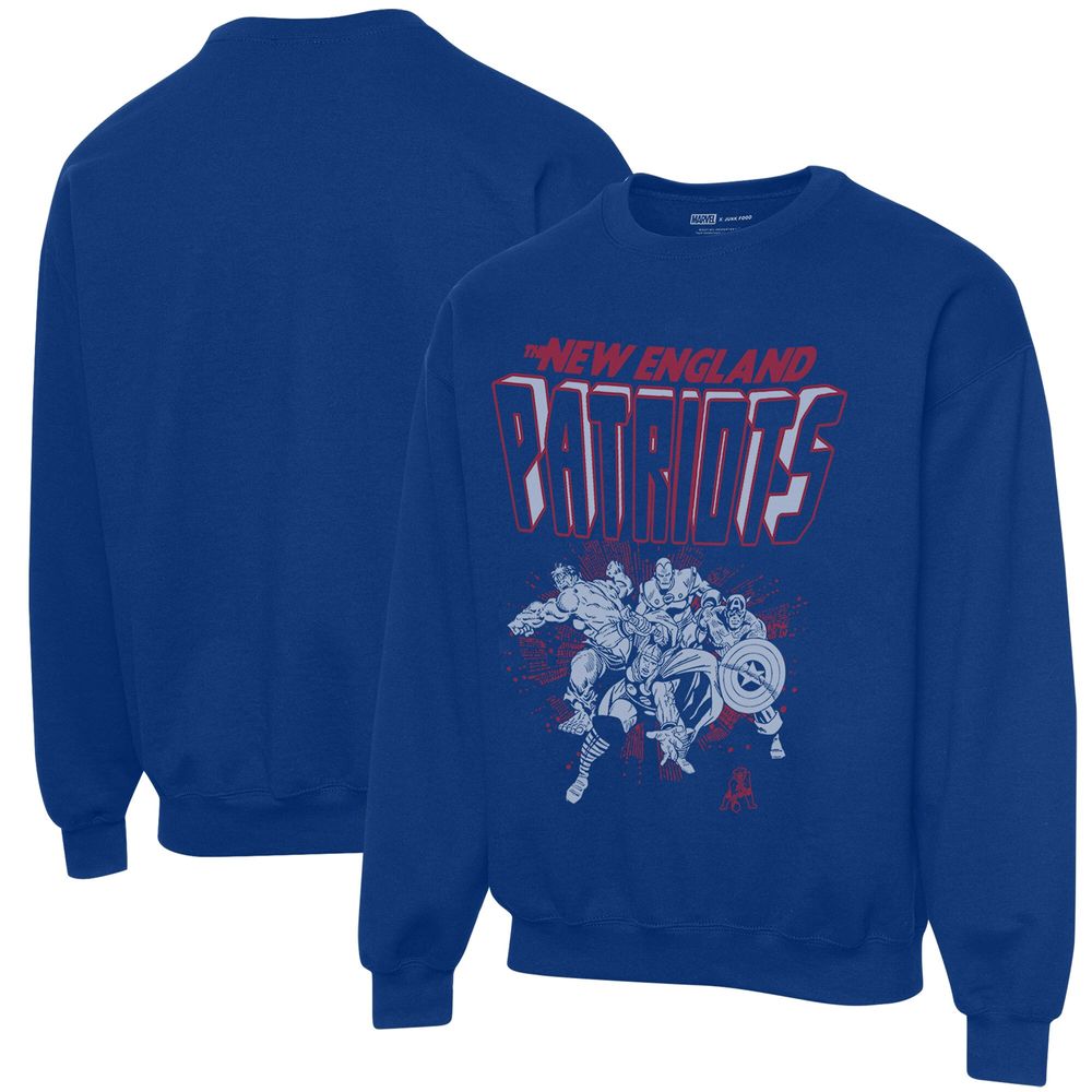 Men's Junk Food Royal New England Patriots Avengers Throwback - Pullover Sweatshirt