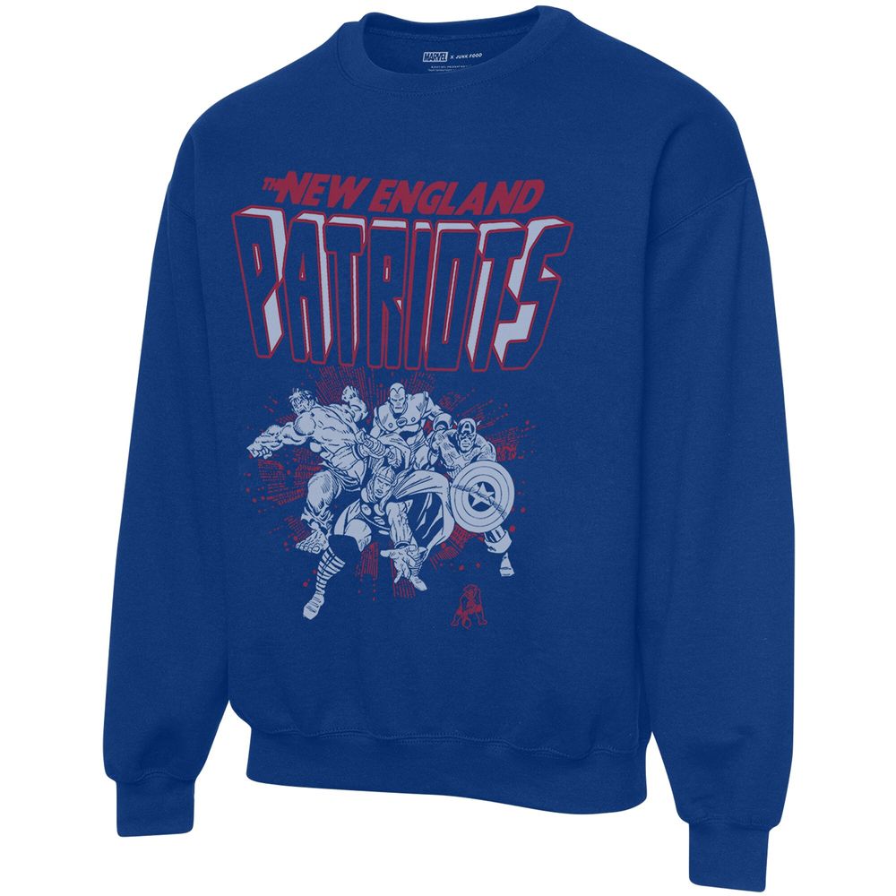 Men's Junk Food Royal New England Patriots Avengers Throwback - Pullover Sweatshirt