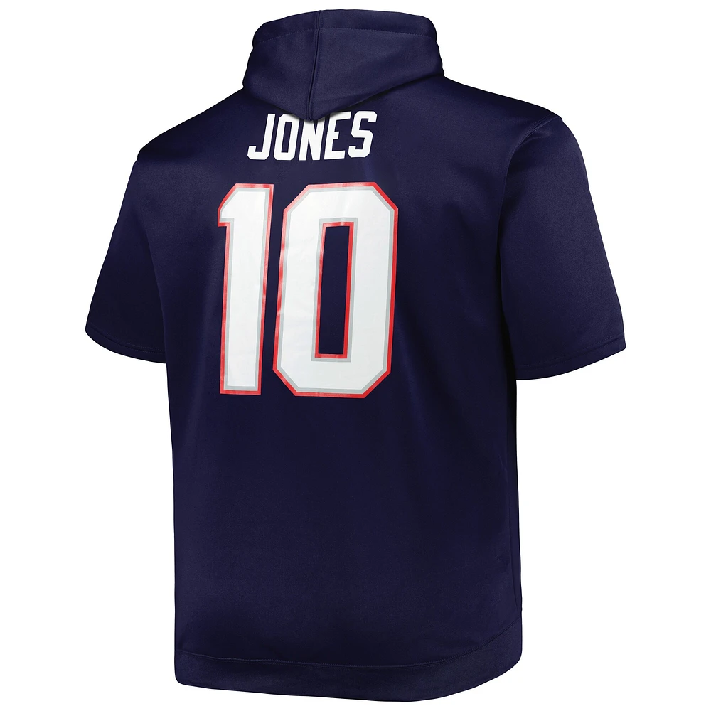 Men's Mac Jones Navy New England Patriots Big & Tall Short Sleeve Pullover Hoodie