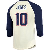 Women's Majestic Threads Mac Jones Cream/Navy New England Patriots Player  Name & Number Raglan 3/4-Sleeve T-Shirt