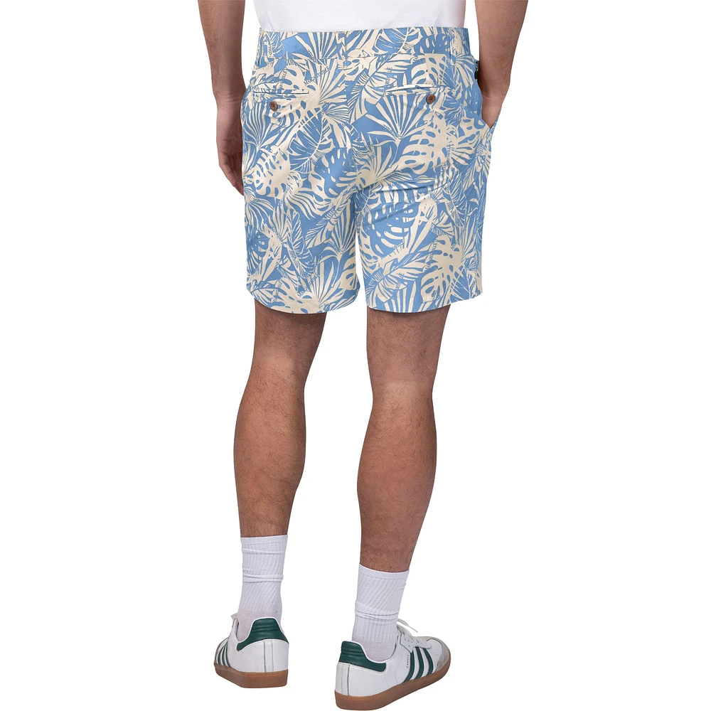 Men's Margaritaville Navy New England Patriots Sandwashed Monstera Print Amphib Shorts