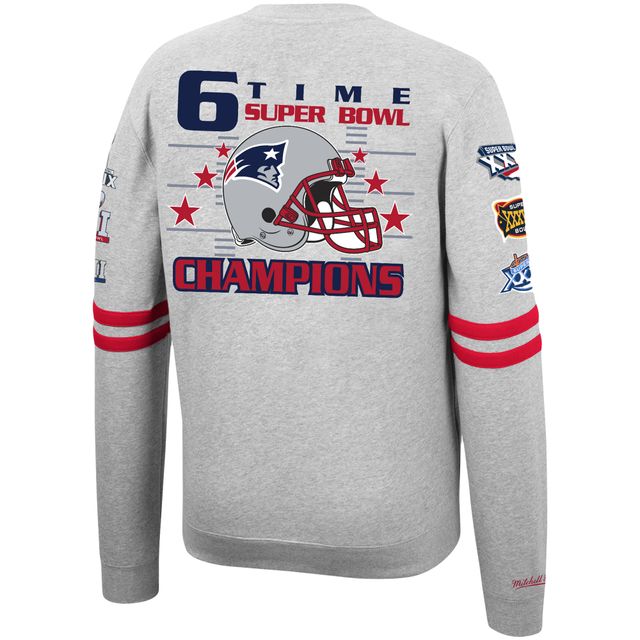 Pull molletonné gris chiné New England Patriots pour homme Mitchell & Ness