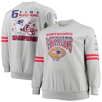 Mitchell & Ness Heathered Grey New England Patriots Sweat-shirt Tailles Big Tall Allover Print pour homme