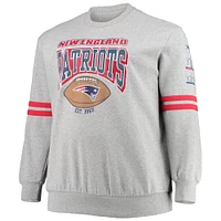 Mitchell & Ness Heathered Grey New England Patriots Sweat-shirt Tailles Big Tall Allover Print pour homme