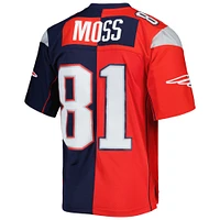 Men's Mitchell & Ness Randy Moss Navy/Red New England Patriots 2007 Split Legacy Replica Jersey