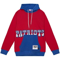 Men's Mitchell & Ness Red/Navy New England Patriots Big Tall Face Pullover Hoodie