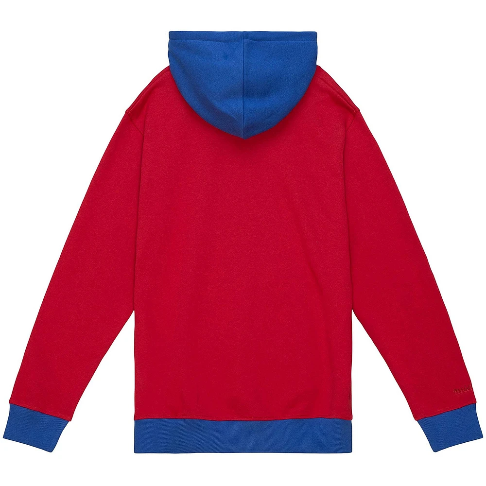 Chandail à capuchon Big & Tall Face des Patriots de la Nouvelle-Angleterre Mitchell Ness pour homme, rouge/bleu marine