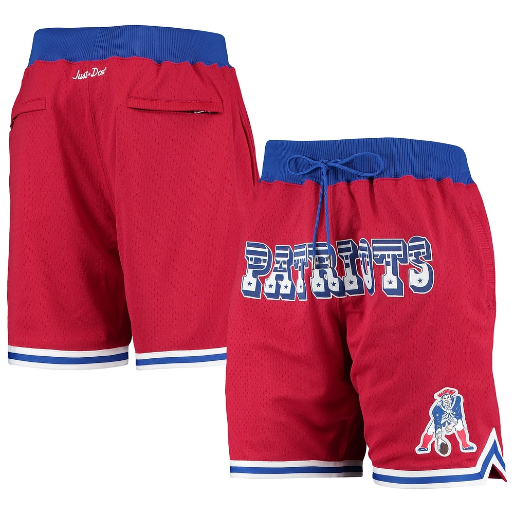 Men's Mitchell & Ness Red New England Patriots Just Don Gold Rush Shorts