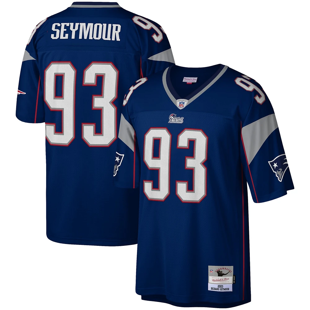 Maillot réplique Mitchell & Ness Richard Seymour marine New England Patriots Legacy pour hommes