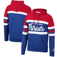 Men's Mitchell & Ness Royal/Red New England Patriots Head Coach Pullover - Hoodie