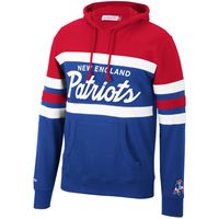 Men's Mitchell & Ness Royal/Red New England Patriots Head Coach Pullover - Hoodie