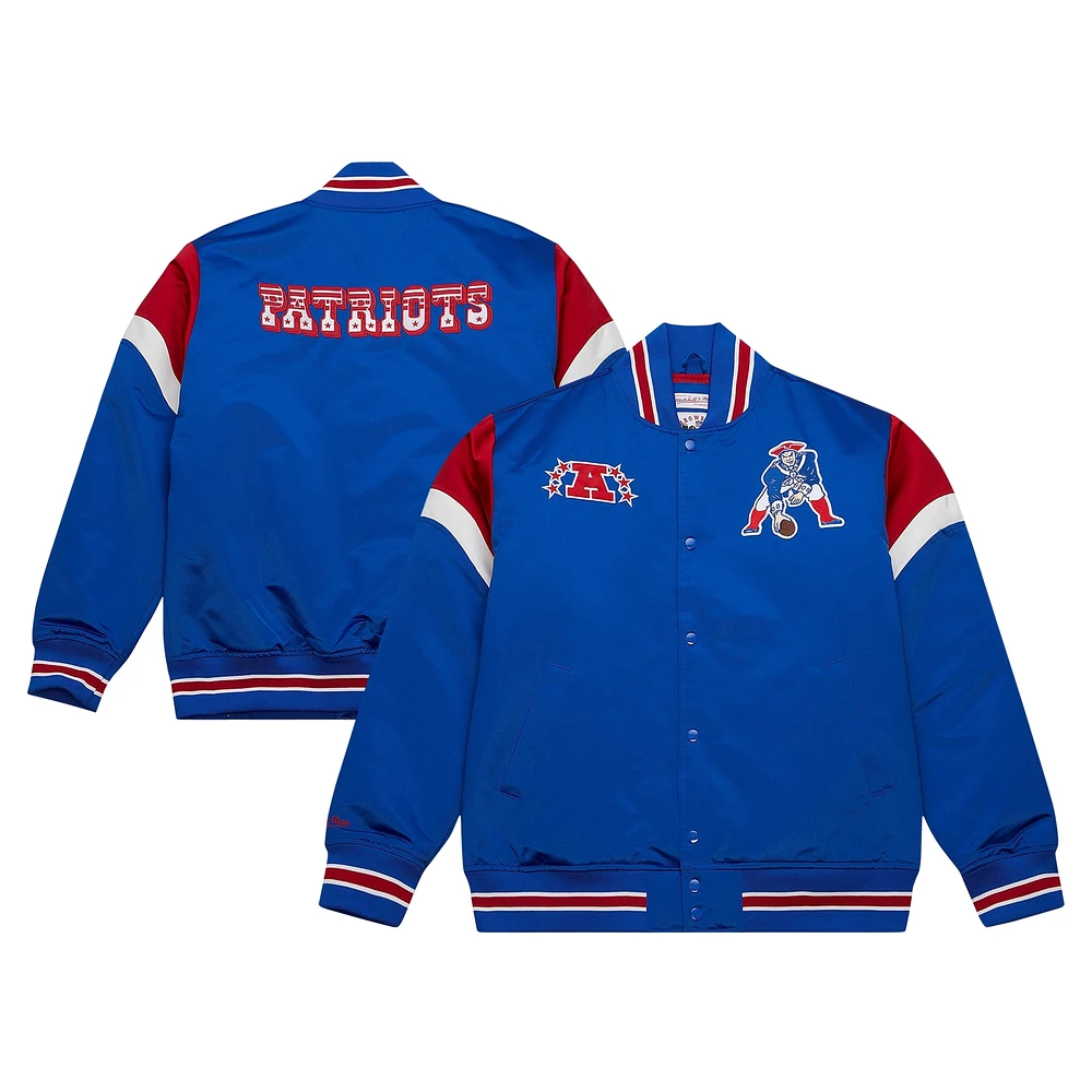 Veste à bouton-pression en satin pour hommes Mitchell & Ness Royal New England Patriots Big Tall