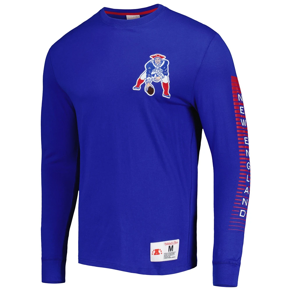 Men's Mitchell & Ness Royal New England Patriots Gridiron Classics Fashion Long Sleeve T-Shirt