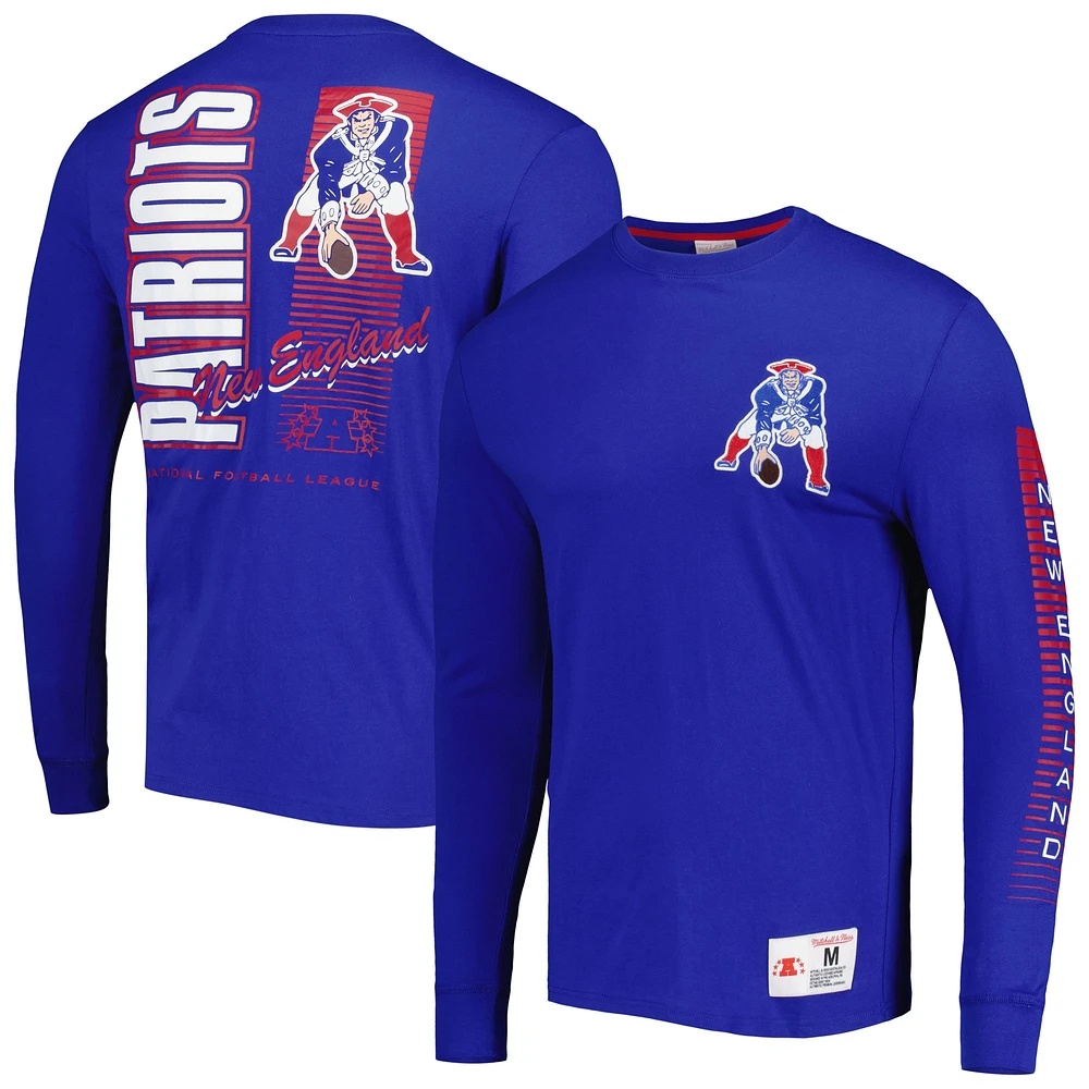 T-shirt à manches longues pour homme Mitchell & Ness Royal New England Patriots Gridiron Classics