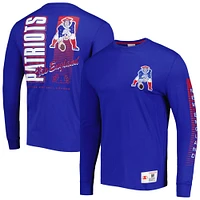 Men's Mitchell & Ness Royal New England Patriots Gridiron Classics Fashion Long Sleeve T-Shirt