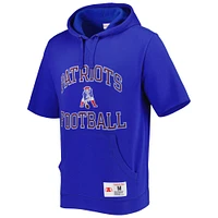 Men's Mitchell & Ness Royal New England Patriots Washed Short Sleeve Pullover Hoodie