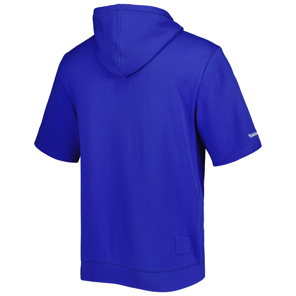 Men's Mitchell & Ness Royal New England Patriots Washed Short Sleeve Pullover Hoodie