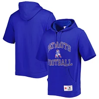 Men's Mitchell & Ness Royal New England Patriots Washed Short Sleeve Pullover Hoodie