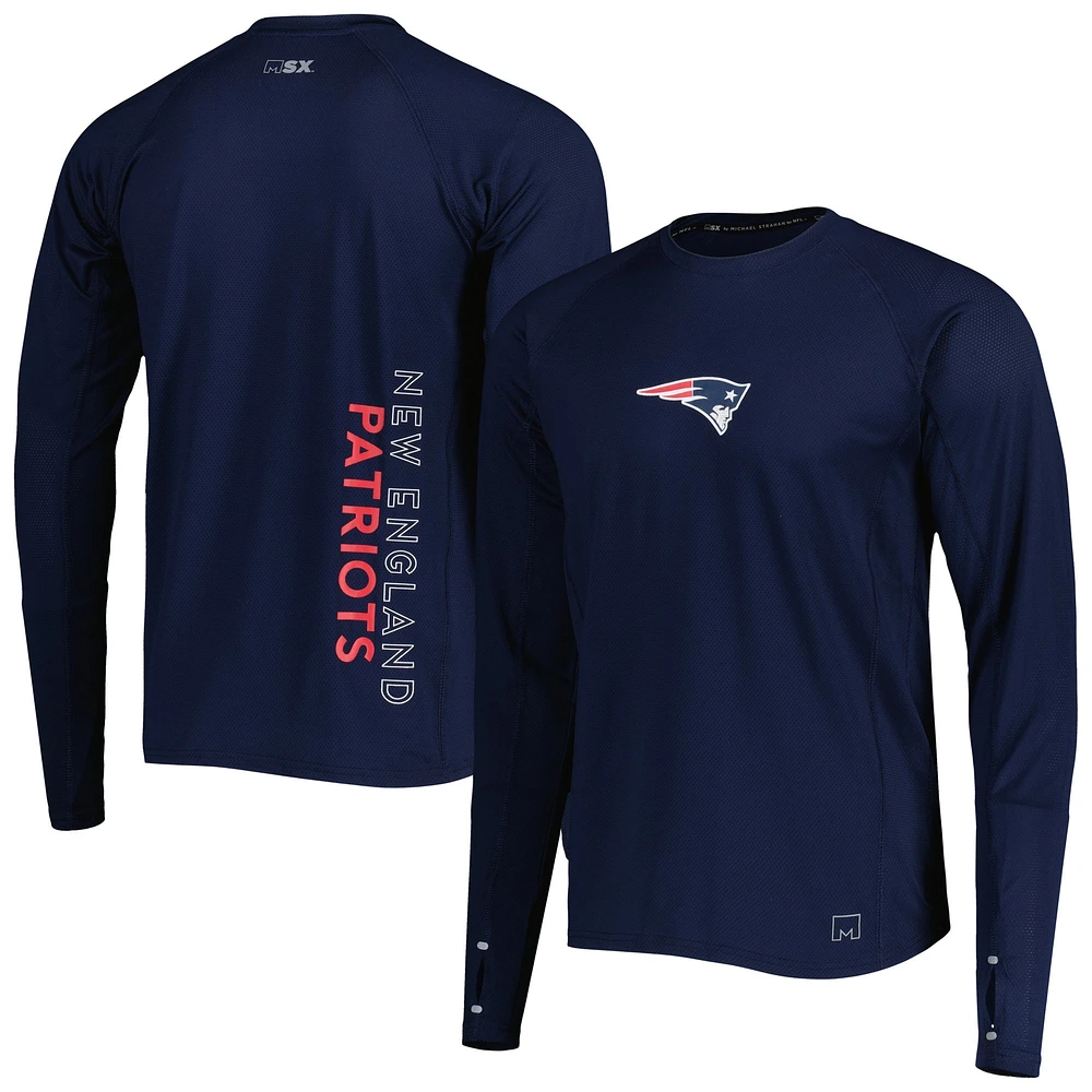 Men's MSX by Michael Strahan Navy New England Patriots Interval Long Sleeve Raglan T-Shirt