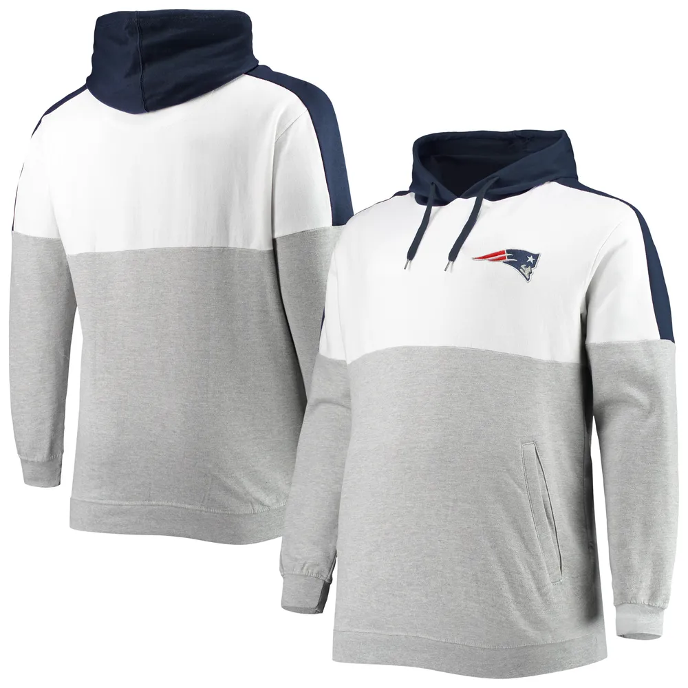 Sweat à capuche avec logo de l'équipe Big & Tall des New England Patriots pour hommes, bleu marine/gris chiné