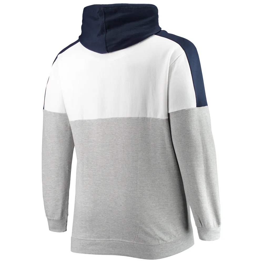 Sweat à capuche avec logo de l'équipe Big & Tall des New England Patriots pour hommes, bleu marine/gris chiné