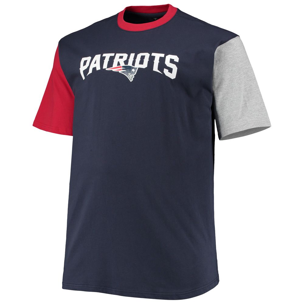 Men's Navy/Red New England Patriots Big & Tall Colorblocked T-Shirt